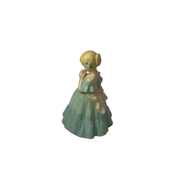 Holland Mold Vintage 1960s Chalkware Figurine Girl Blue Dress 10"h - Picture 5 of 8